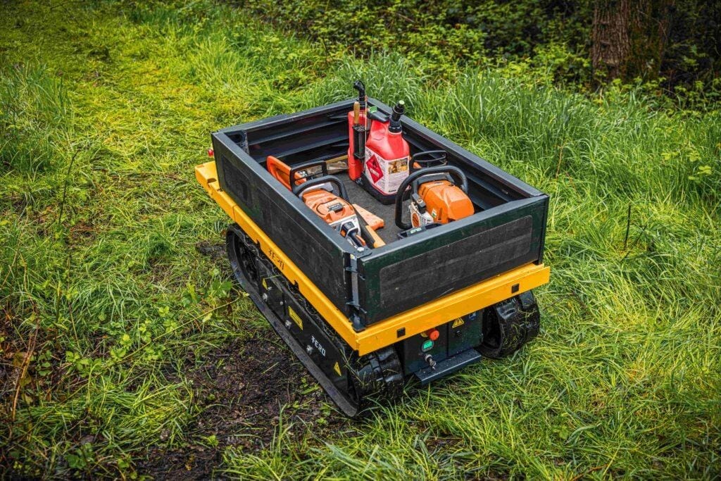 Ferocarrier tracked utility carrier loaded with tools and equipment